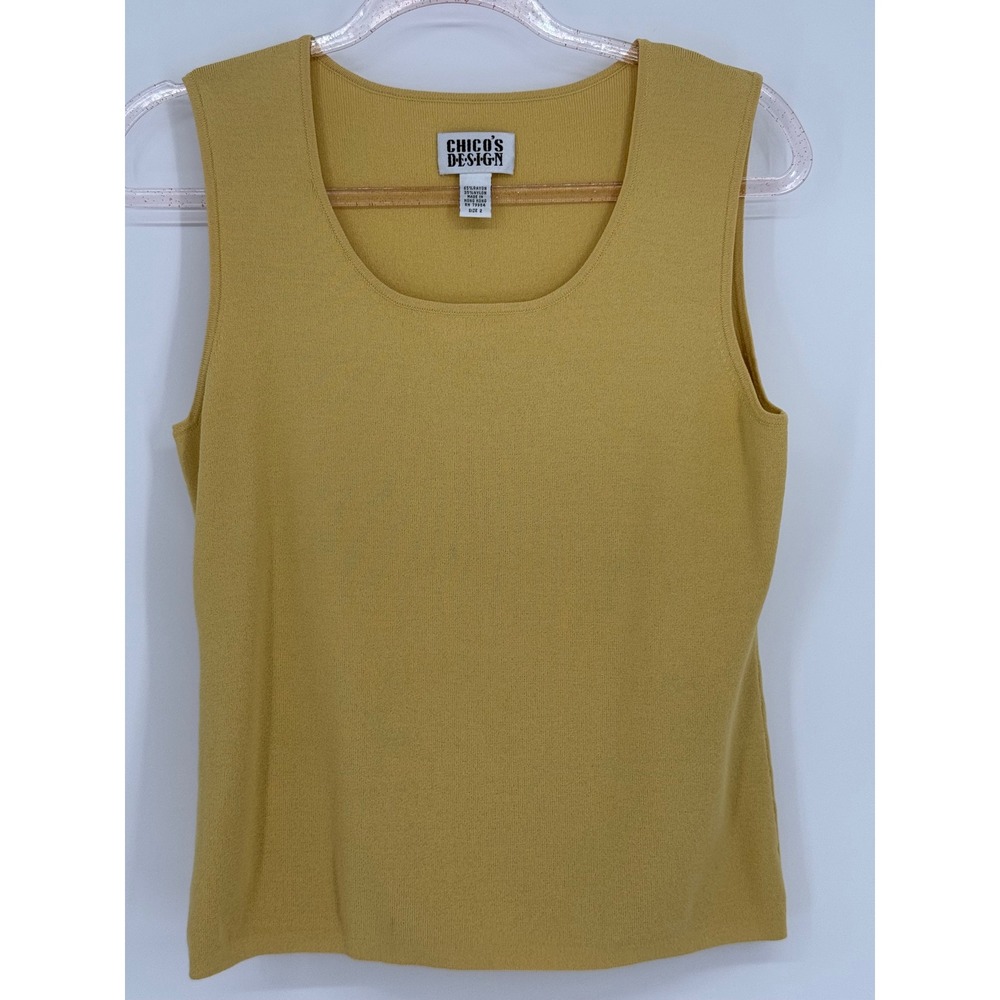 Chicos Design Vintage Sleeveless Knit Tank Top Women's Sz 2 Mustard Yellow